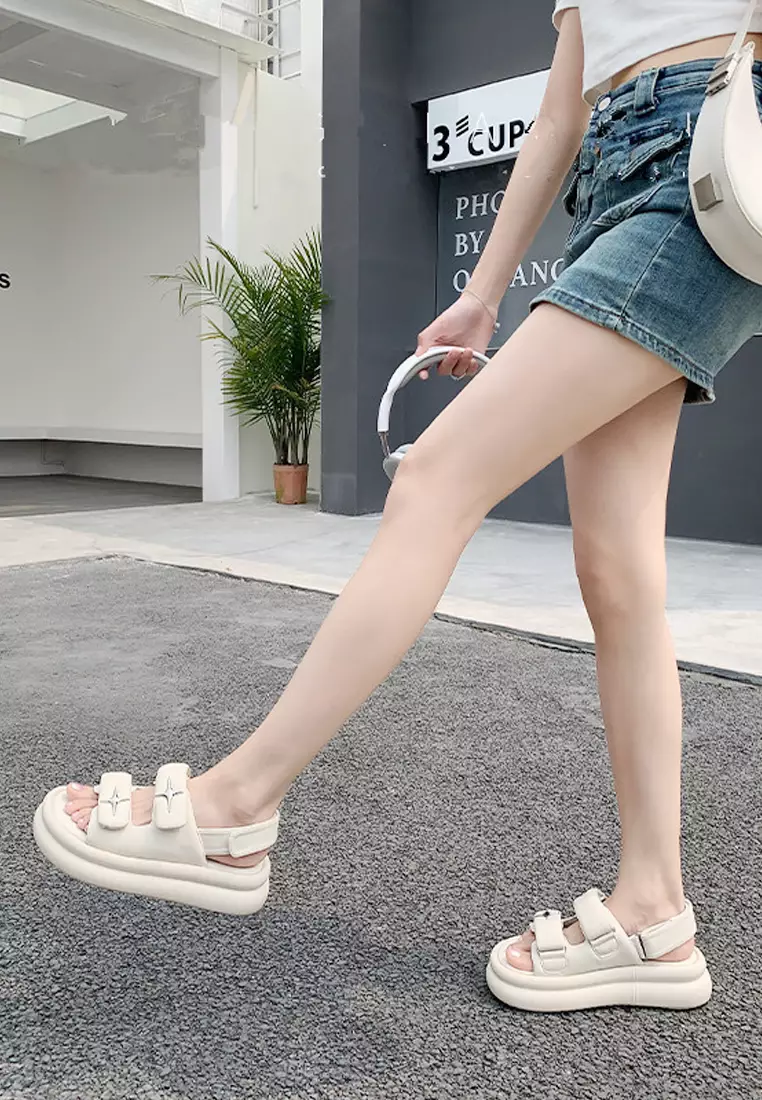 Velcro creepers platform sandals cheap