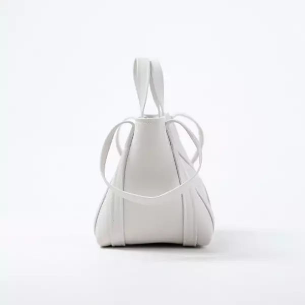 Tas BALENCIAGA ALL WHITE LEATHER BUCKET BAG WITH LS 100% ORIGINAL