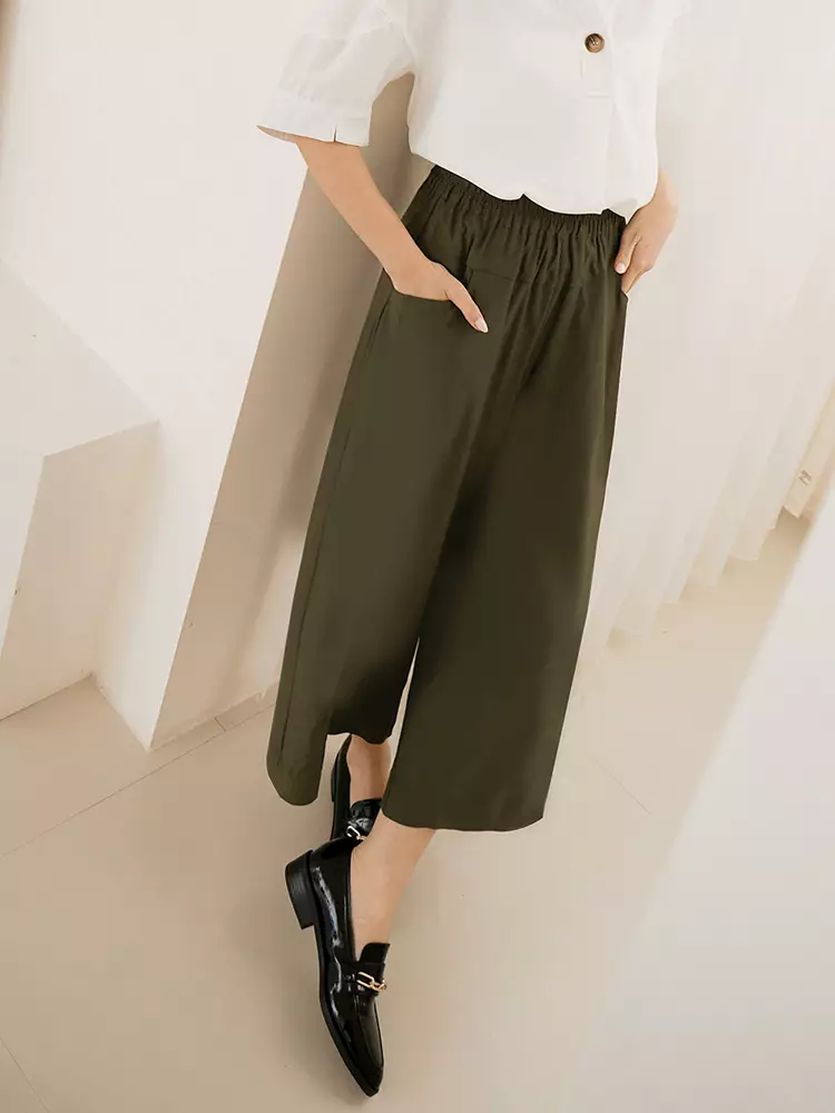 Cool and comfortable elastic waistband loose-fitting skirt pants [BA7494]