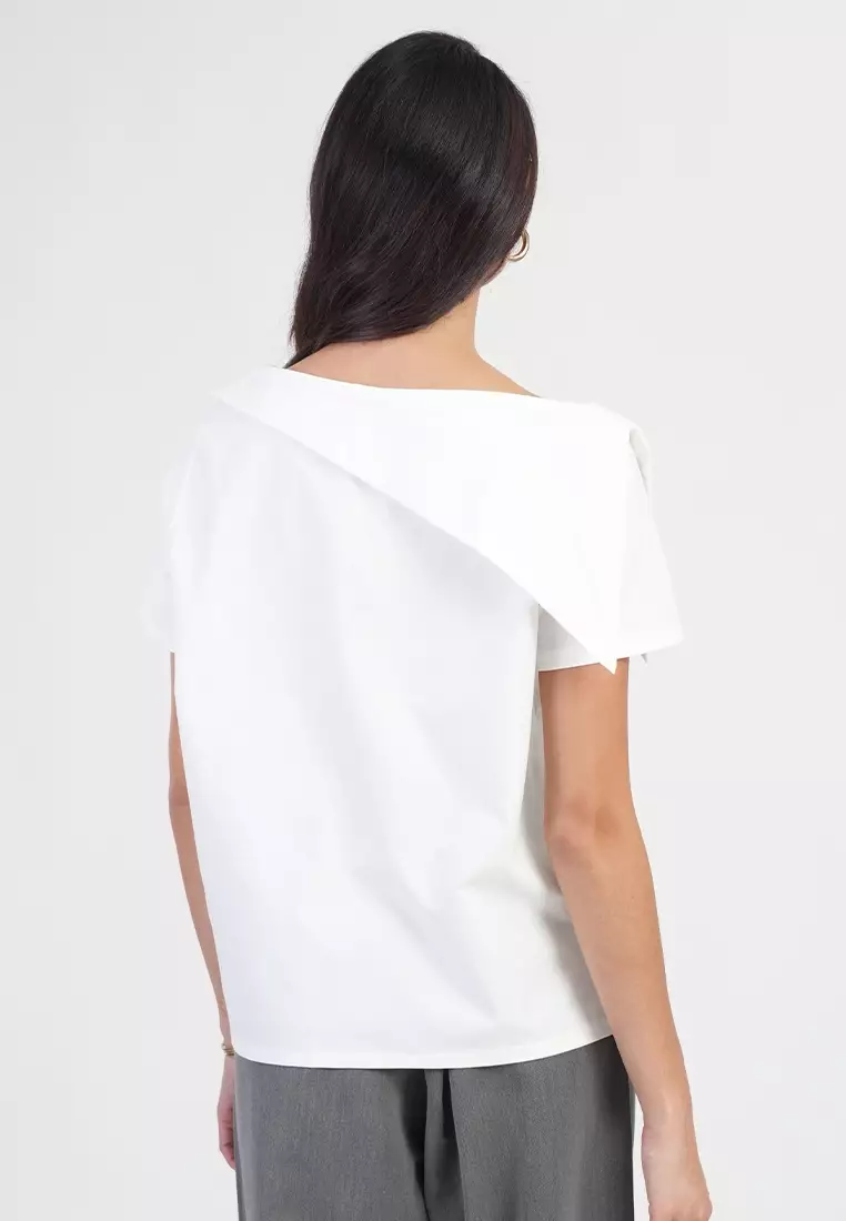 Blythe Asymmetric Cape Sleeve Top