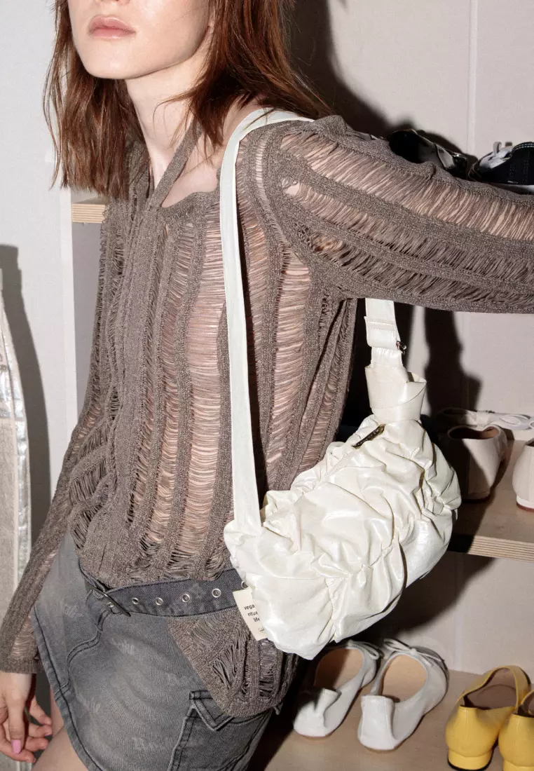 POPCORN SWING MINI Nylon Crossbody Bag Cream White