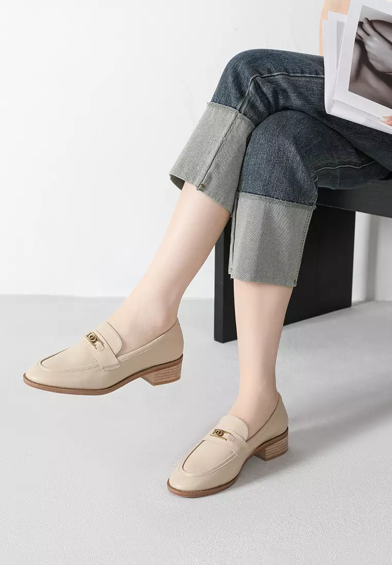 金屬搭扣真皮樂福鞋 TH128-9