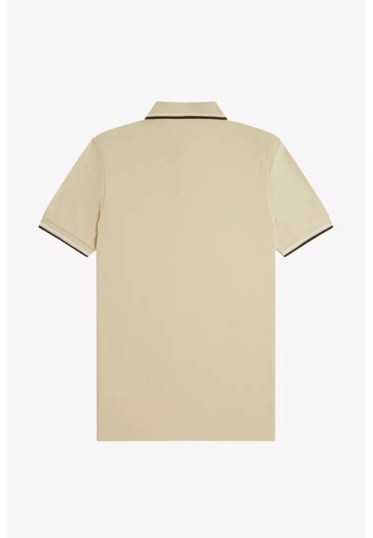 Fred Perry M3600 Twin Tipped Fred Perry Shirt (Oatmeal / Snow White / Anchor Grey)