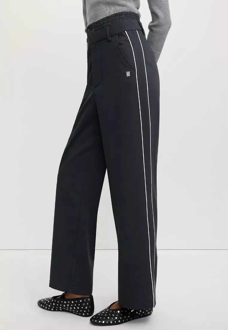 Layered Elastic-Waist Pants