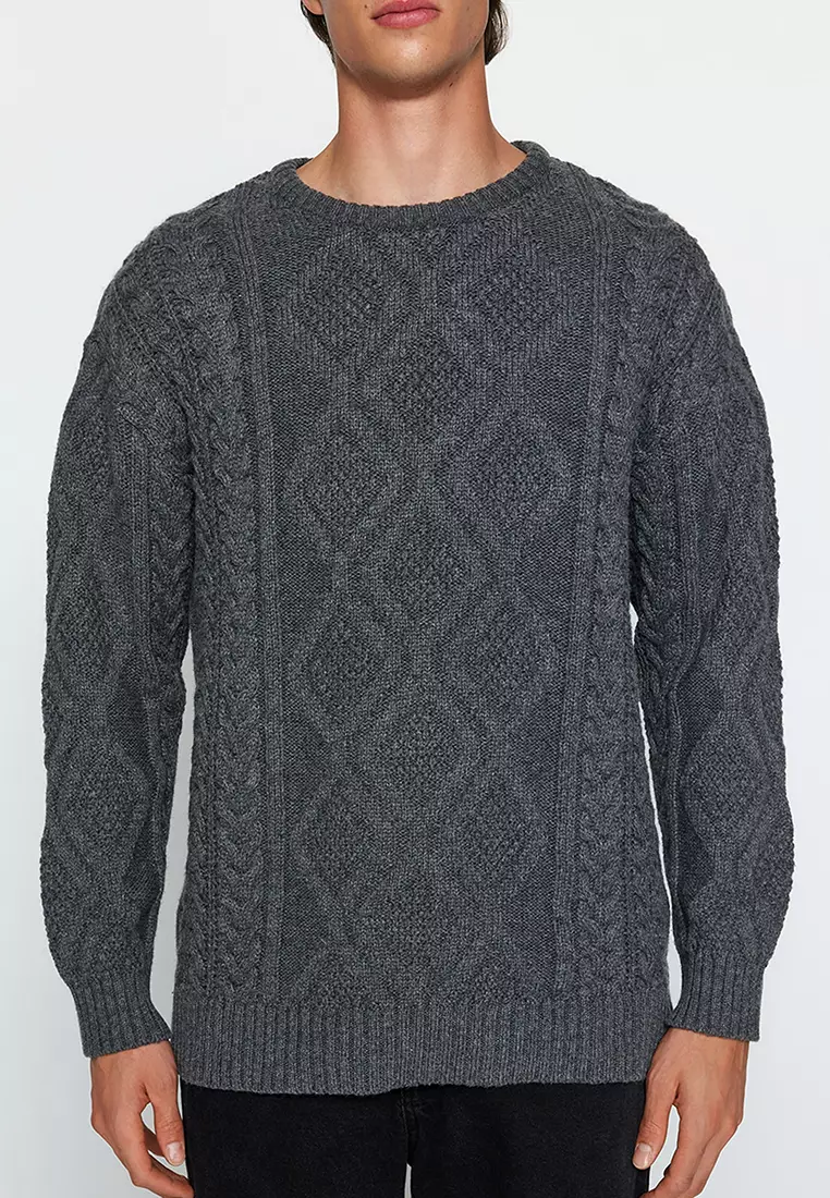 Crew Neck Hair Knitted Sweater