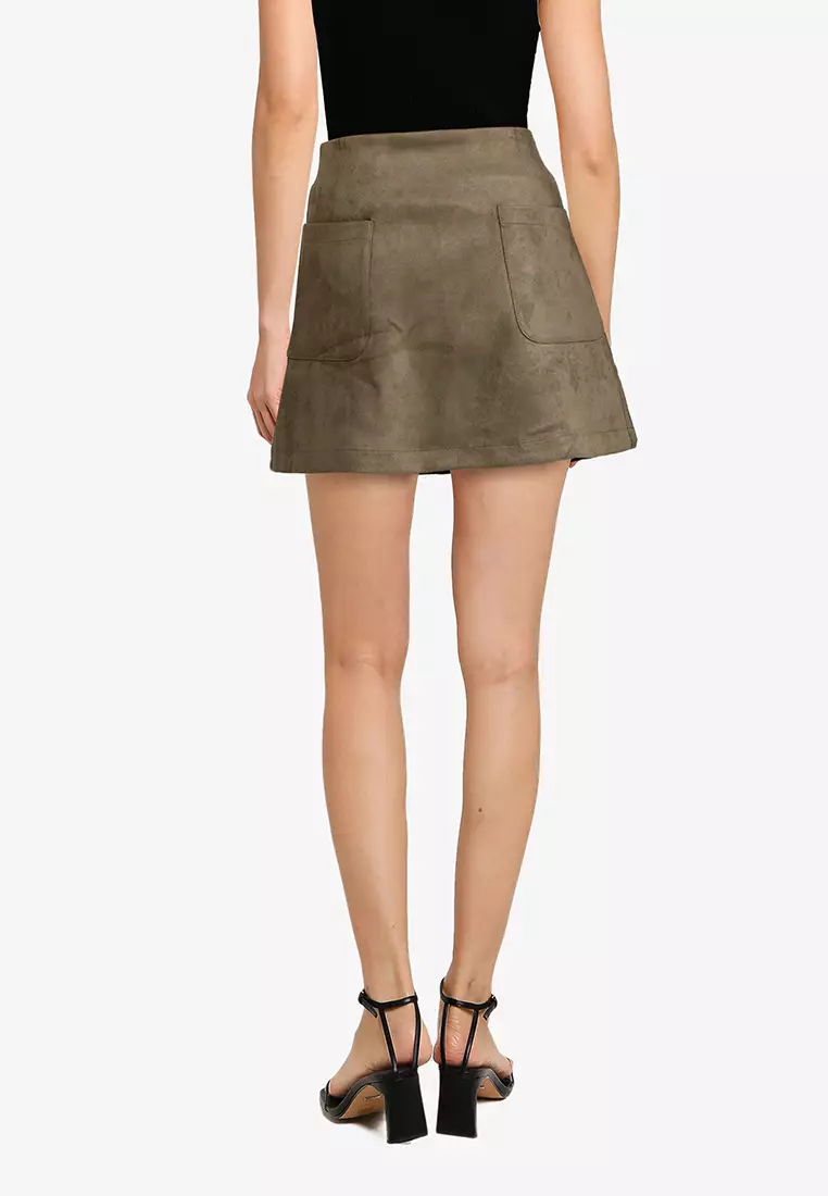Bcbg faux hot sale suede utility skirt