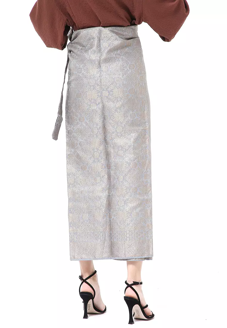 Olaf Rok Lilit Songket Batik Wanita Uniqe Design Material Viscose ORIGINAL - Silver