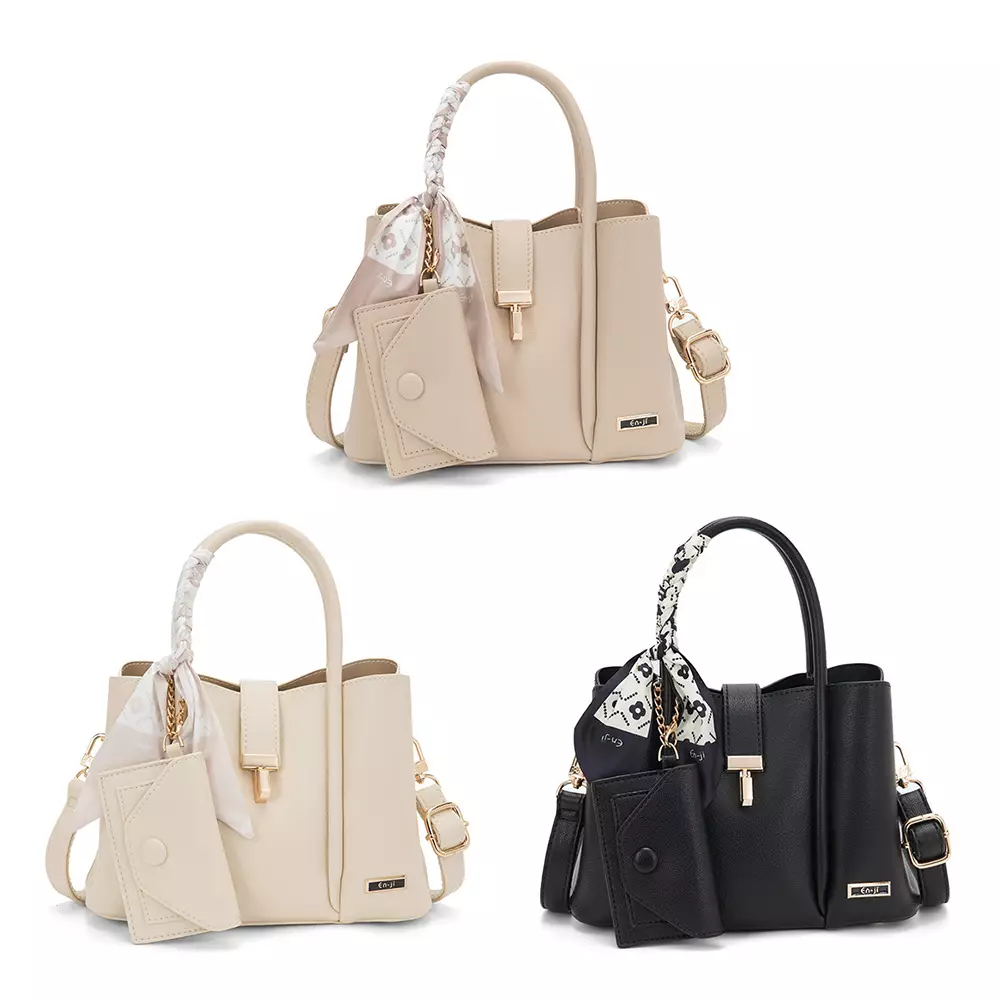 En-ji Solra Handbag Wanita Warna Black