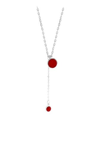 LYCKA red LDR3212 Minimal Plate Necklace 2D57FAC3E6A620GS_1