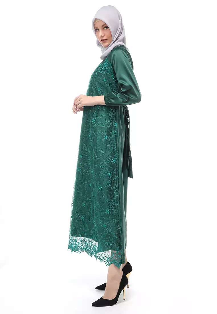 Monita Gamis Brokat Tile Wanita Muslimah Regular Fit - GreenBottle