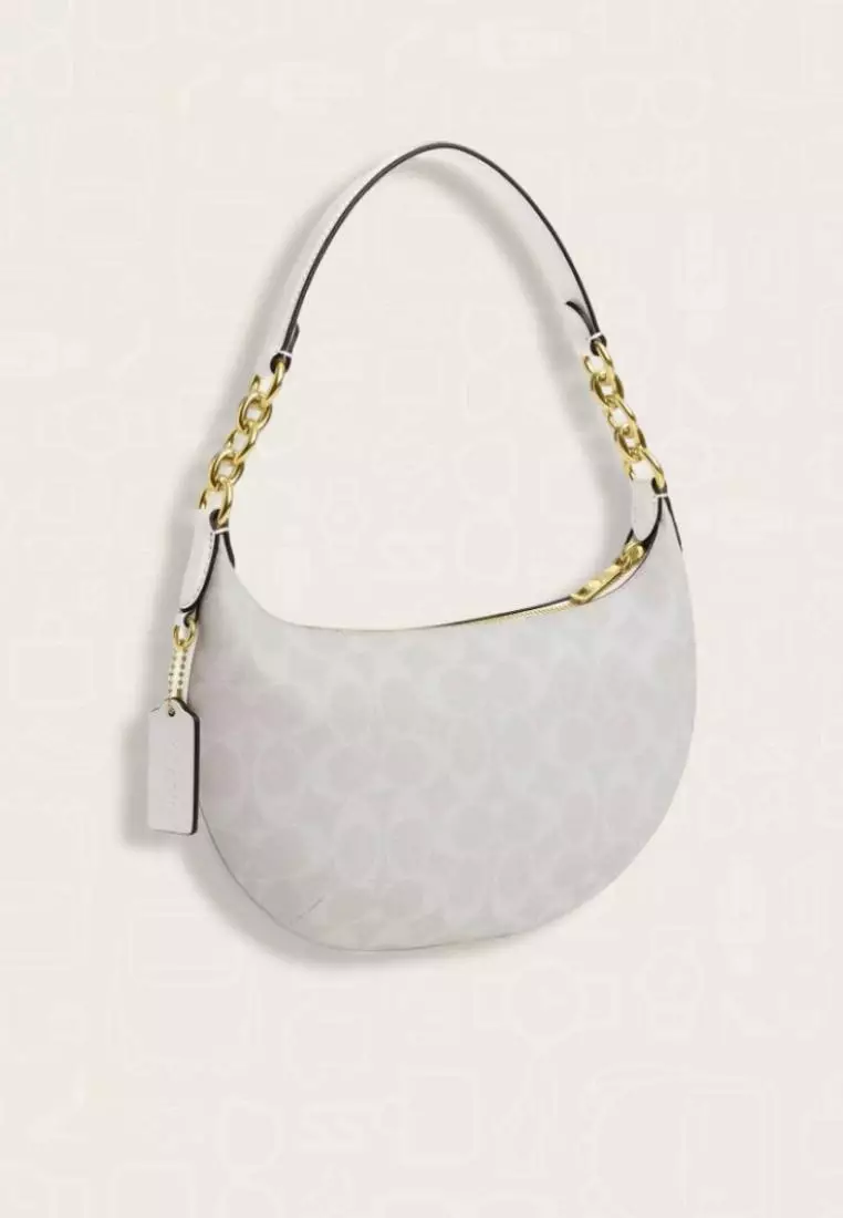 Coach Payton Hobo In Signature Canvas Glacier White