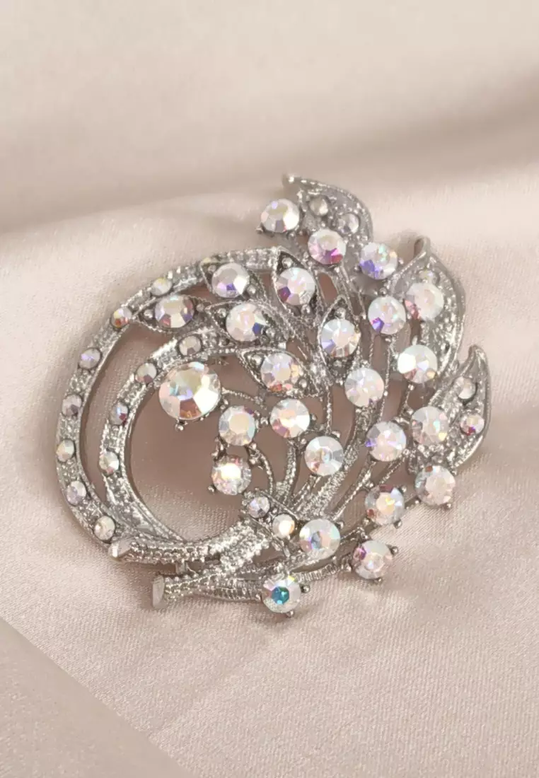 Barret Oversized Intertwined Aurore Boreale Crystal Rollover Clasp Brooch