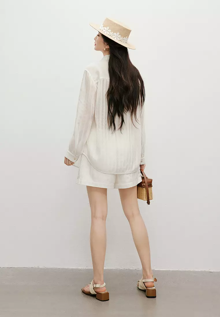 Semi-Transparent Textured Blouse
