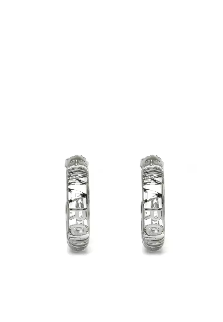 Marc Jacobs Silver & Transparent 'The Monogram Hoops' Earrings