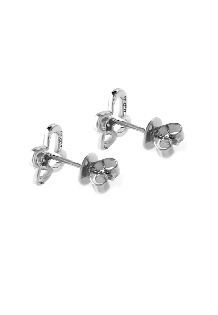 GOLDHEART Butterfly Duo of Joy and Delight Earrings, Diamond White Gold 375 & Palladium (ESP-E1702)