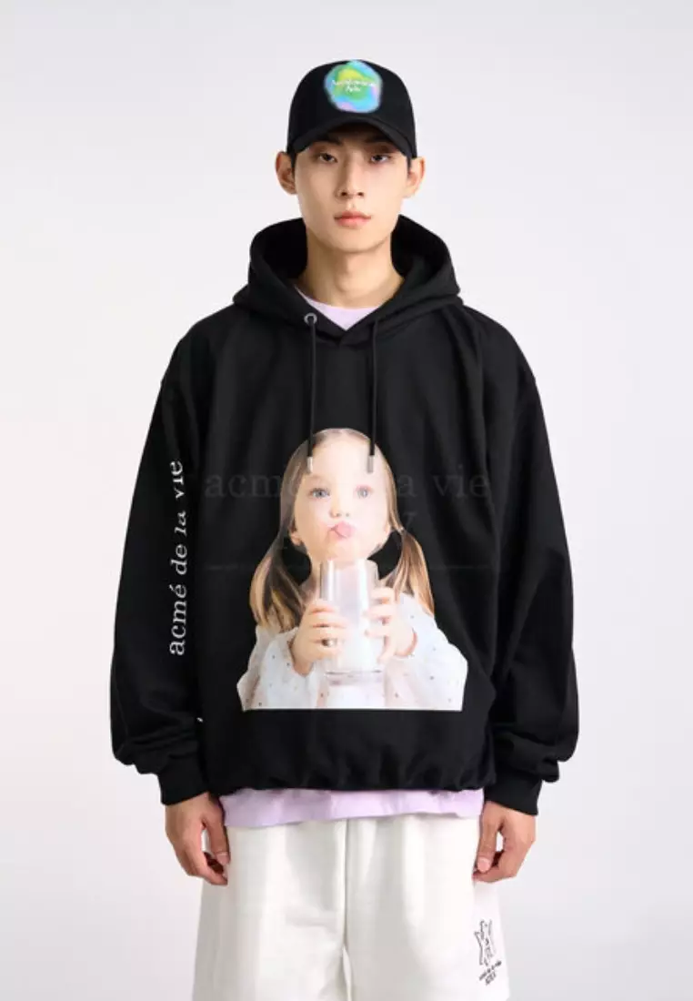 Baby Face Milk Girl Hoodie Black