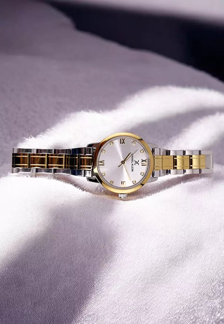Watch Match Women Analog Watch DK.1.13773-3 Gold Stainless Steel Strap w. 2 Changeable Leather Straps