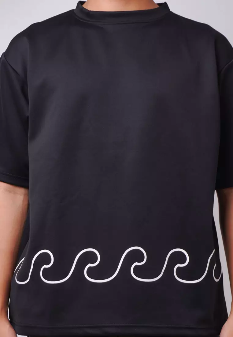 MTK03 Kaos Oversize Distro Pria Wave Hitam