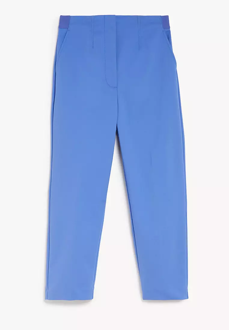 Cotton Blend Slim Fit Cropped Trousers