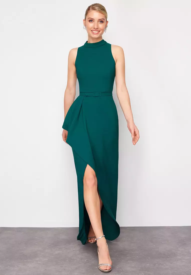 Mock neck formal dress discount