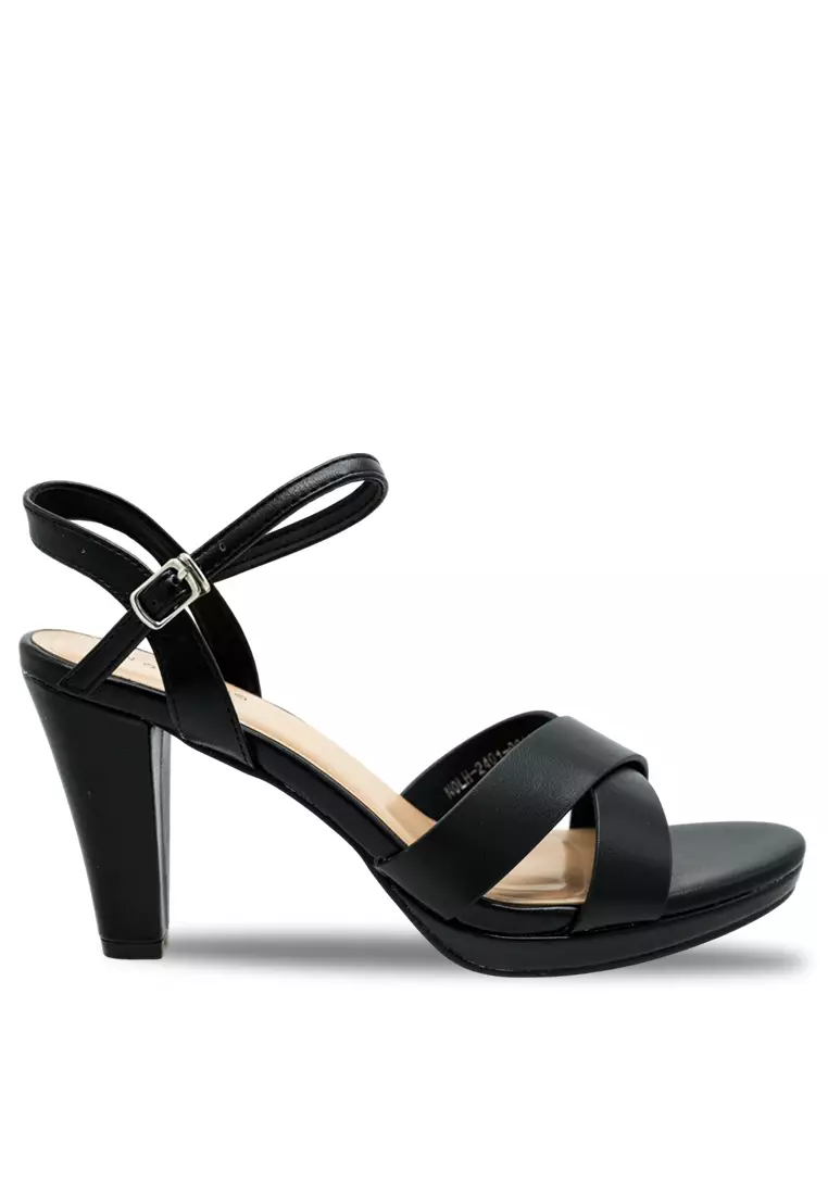 Discount on Noveni  shoes - SKU: Noveni Women Sling Back Faux Leather Strap Casual Heels - 240190157