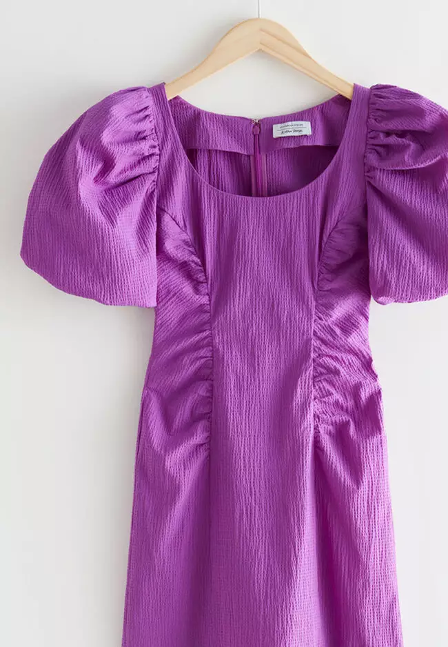 Textured Puff Sleeve Mini Dress