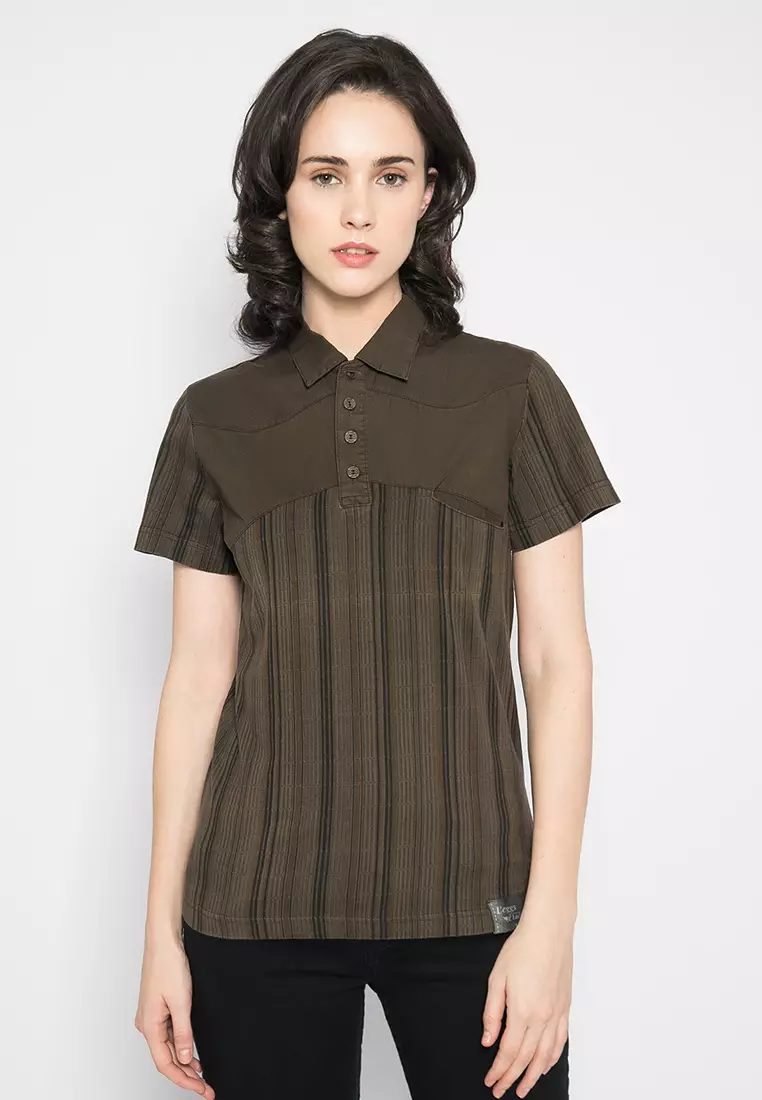 Jual LGS LGS - Kaos Lengan Pendek Wanita - Warna Coklat - Motif Salur ...