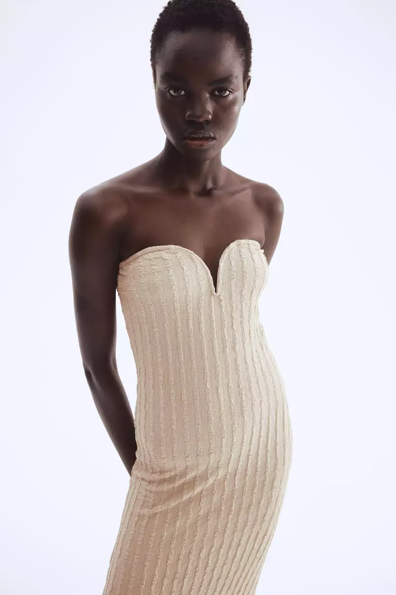 Textured jersey bandeau dress