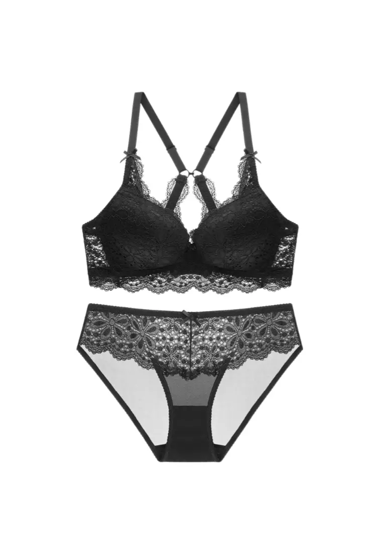 Buy ZITIQUE Lace Lingerie Set (Bra And Panty) - Black in Black 2024 Online