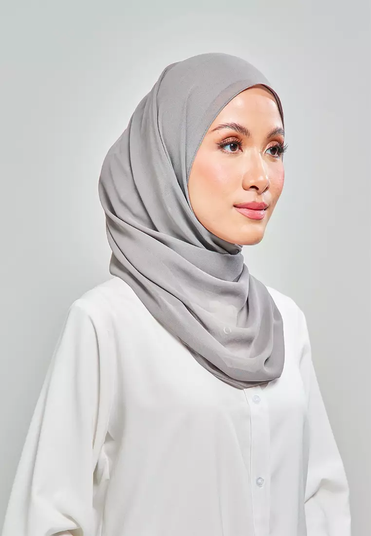 Kalsom Light Chiffon Scarf in Fallen Grey