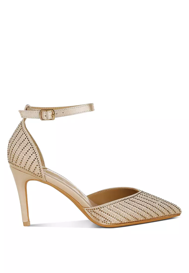Discount on London Rag  shoes - SKU: Pearls & Sequins Embellished Stiletto Sandals in Gold