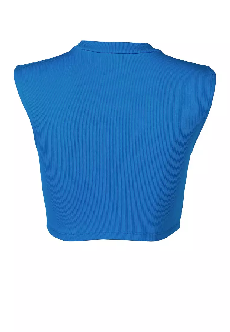 Crop Top Rajutan Polos Biru