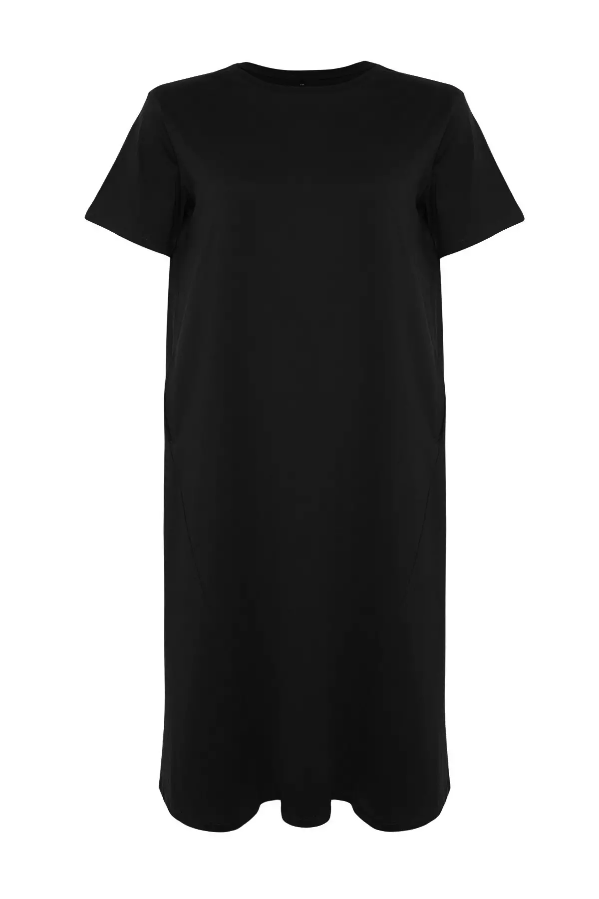 Black Midi 100% Cotton Knitted T-shirt Dress TBBSS24AH00067