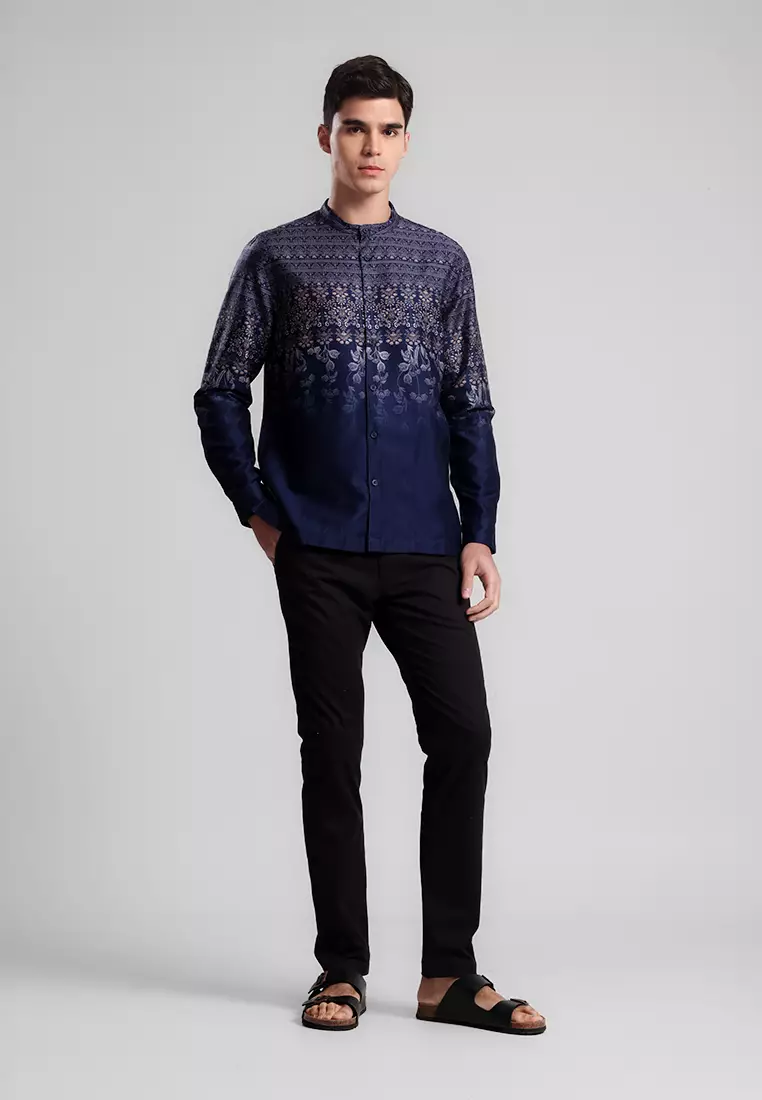 MANZONE X MINIMAL - Kemeja Lengan Panjang Pria Modern Fit Aydin SS - Navy Warna Navy