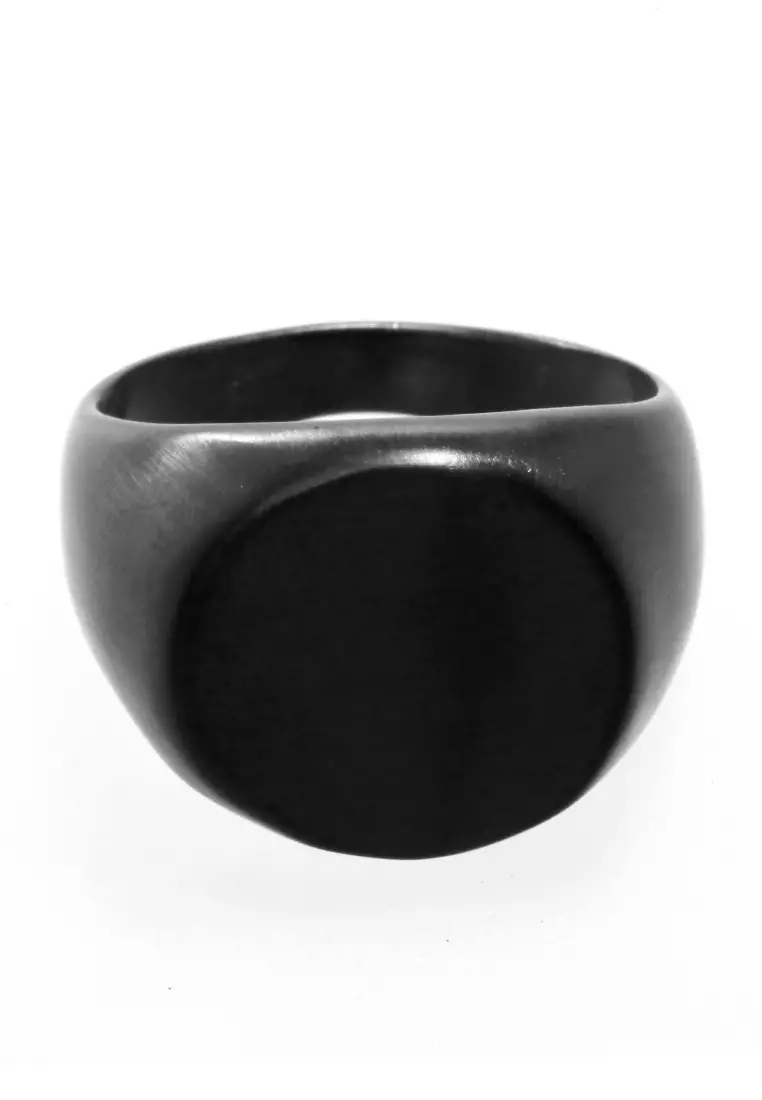 Daisy Cincin Signet Ring Desain Oval Aksesoris Pria Wanita Material Titanium ORIGINAL - Black Doff