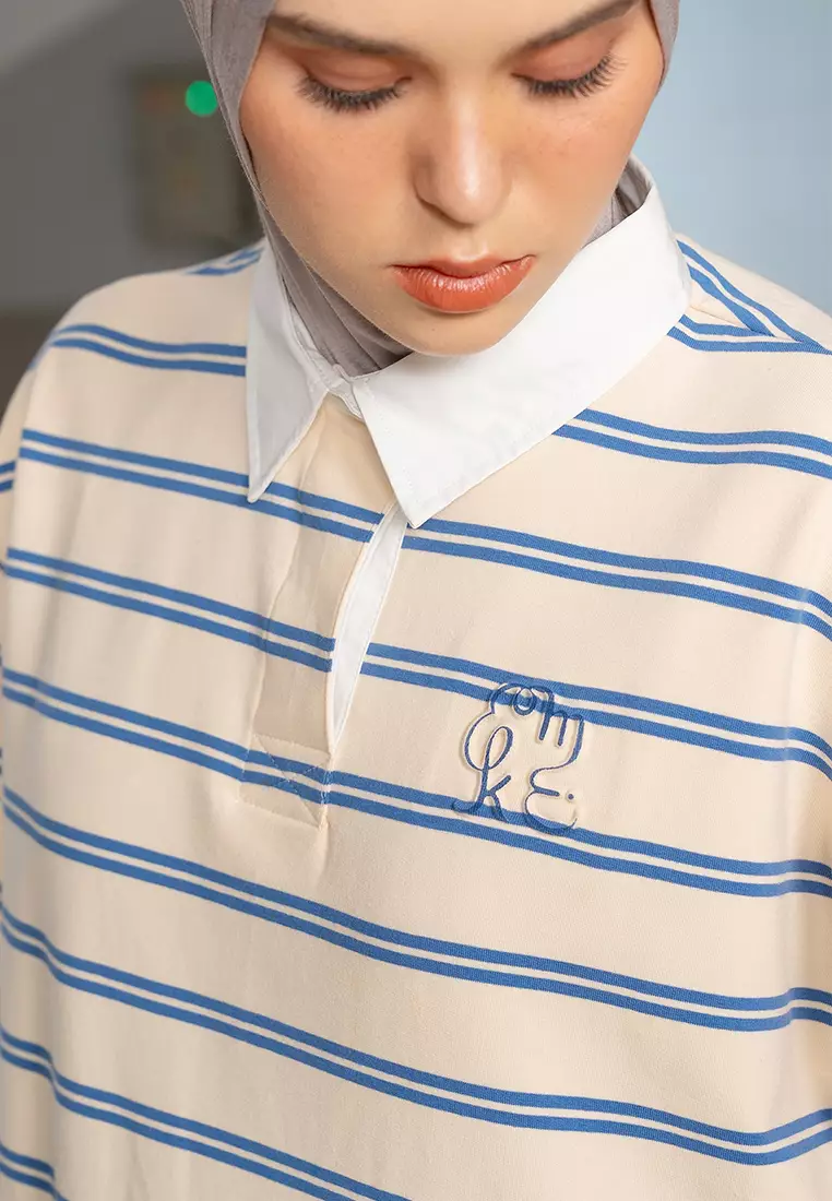 Kami Kumi Half Button T Shirt Top Cream