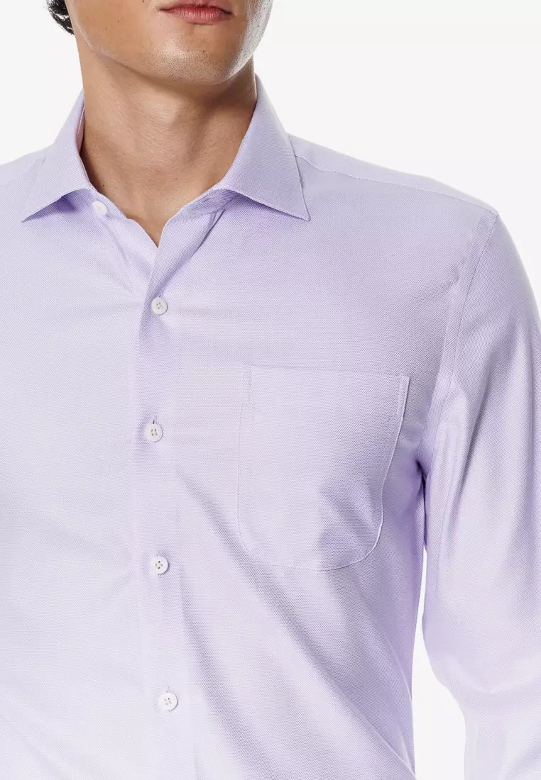 Milano Collection Grey Violet Textured Slim Fit Shirt
