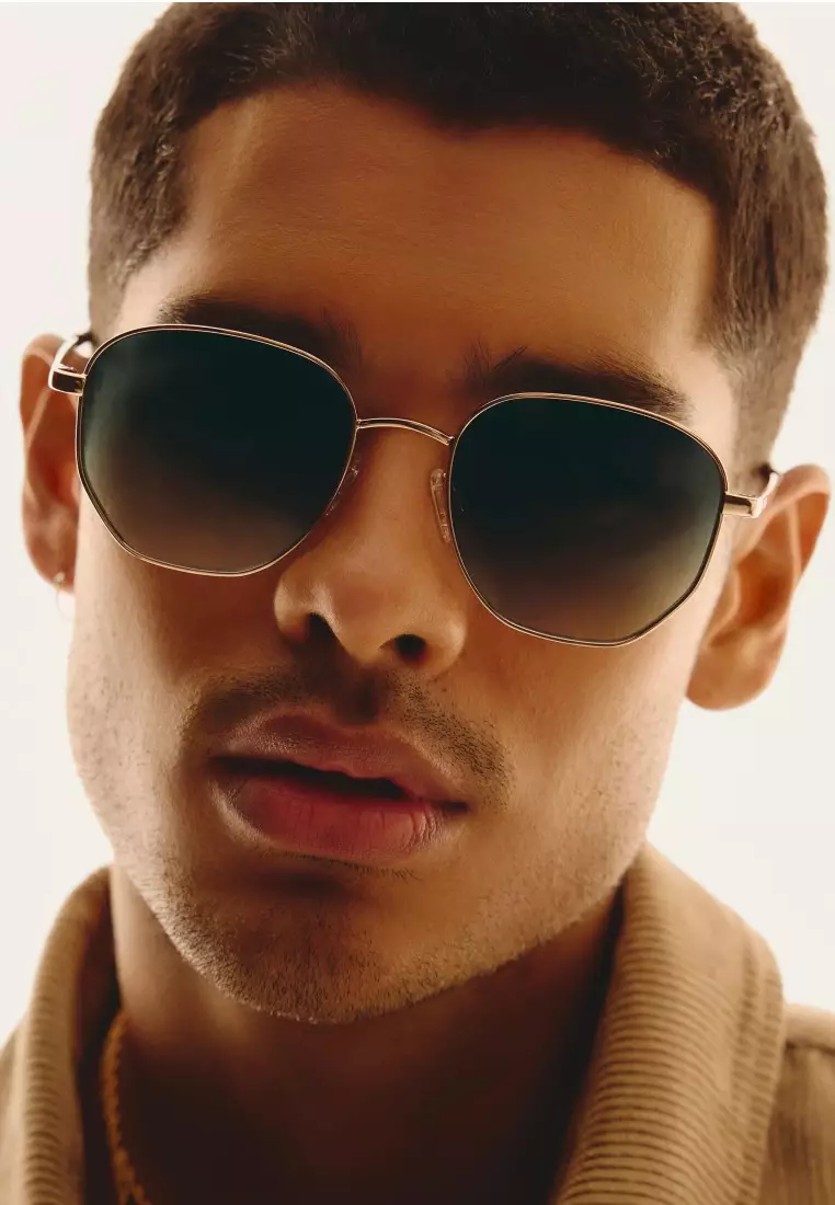 Big Time Sunglasses - Gold/Palm Taupe