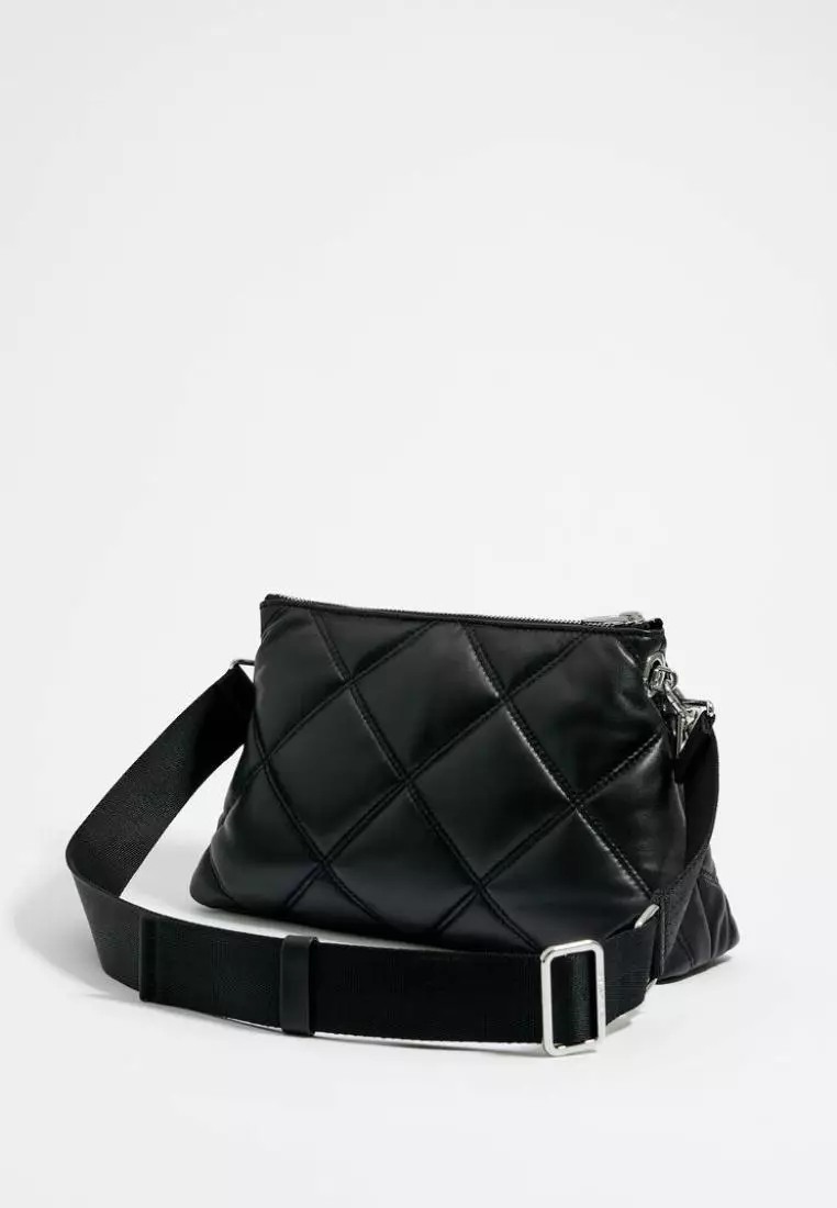 Bimba Y Lola M Black Leather Trapezium Bag