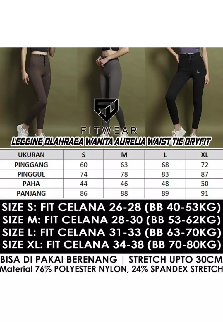 Fitwear - Celana / Legging Pendek Olahraga AURELIA COMPRSSION WAIST TIE - BLACK