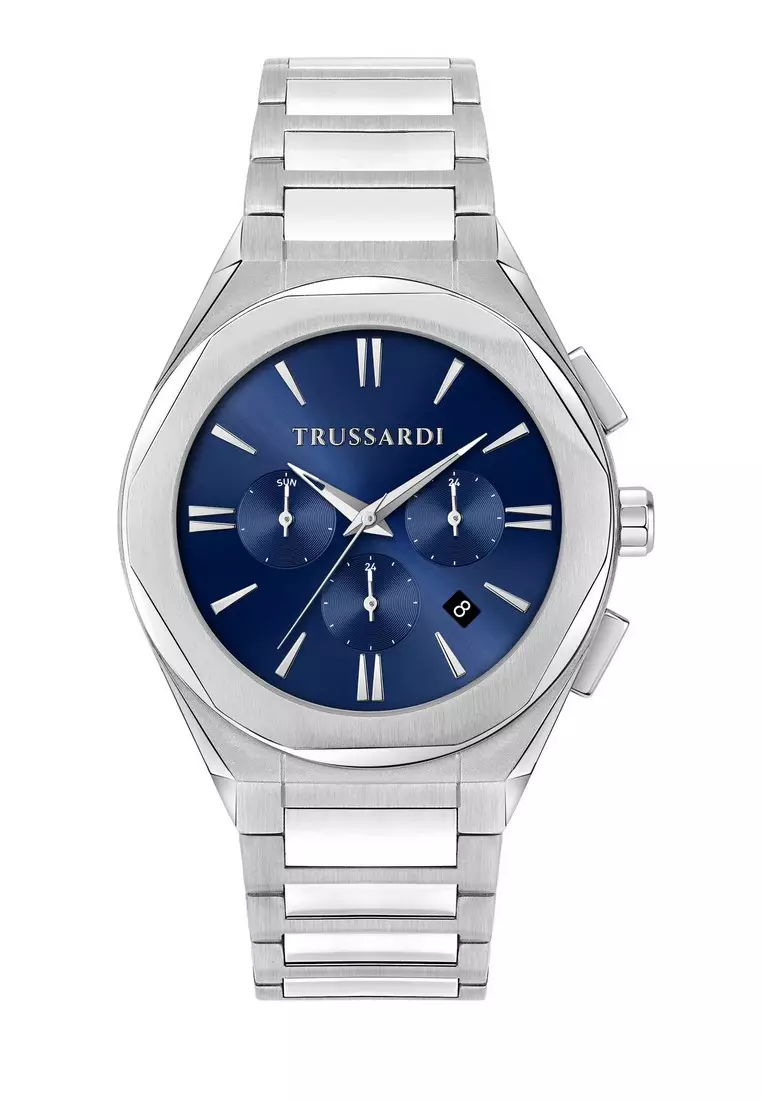 【2 Years Warranty】Trussardi Brink 44mm Men's Quartz Watch Luminous Hands R2453156004 Japan Movement