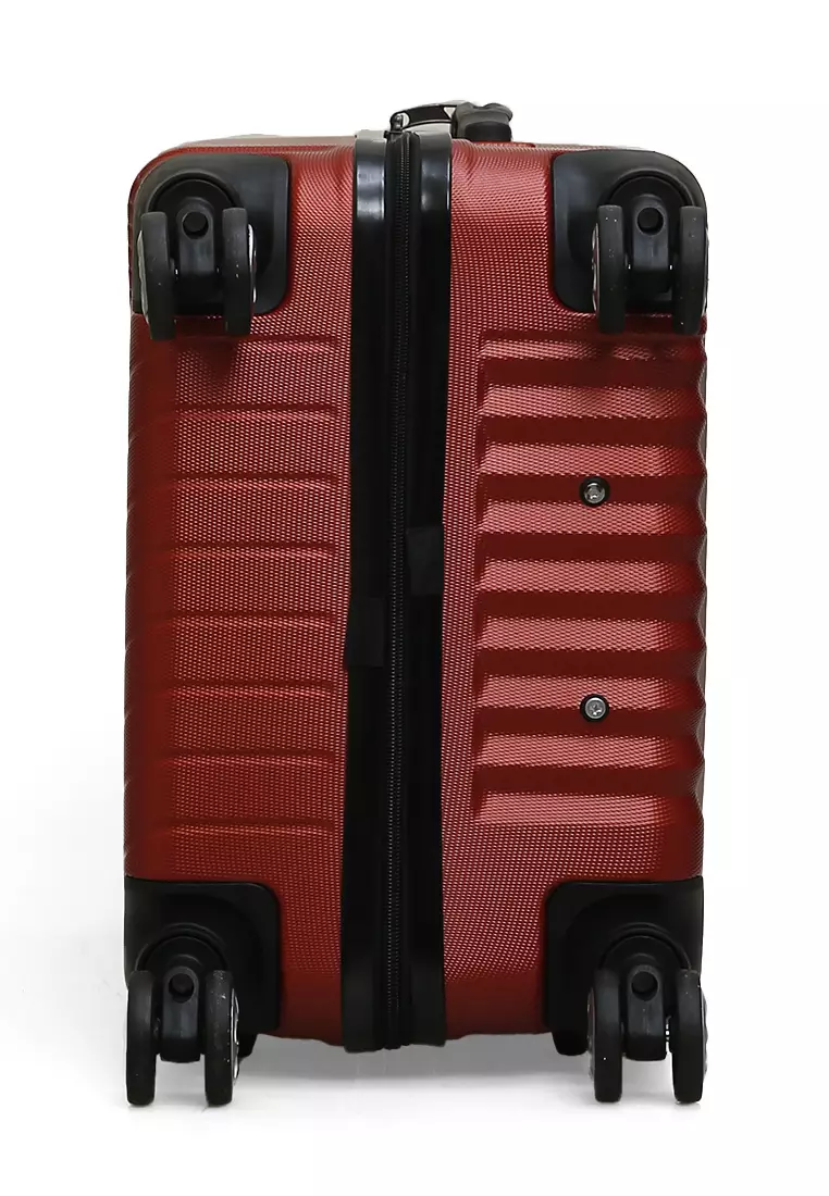 Isvara Tas Koper Hardcase Fiber One Set Unisex Large Compartment Suitcase Code Lock System Material ABS+PVC Coated ORIGINAL - Red