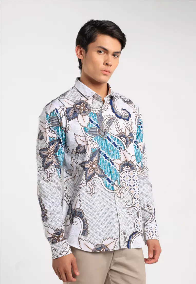 MOC - Kemeja Batik Pria Lengan Panjang Suphanburi - Beige