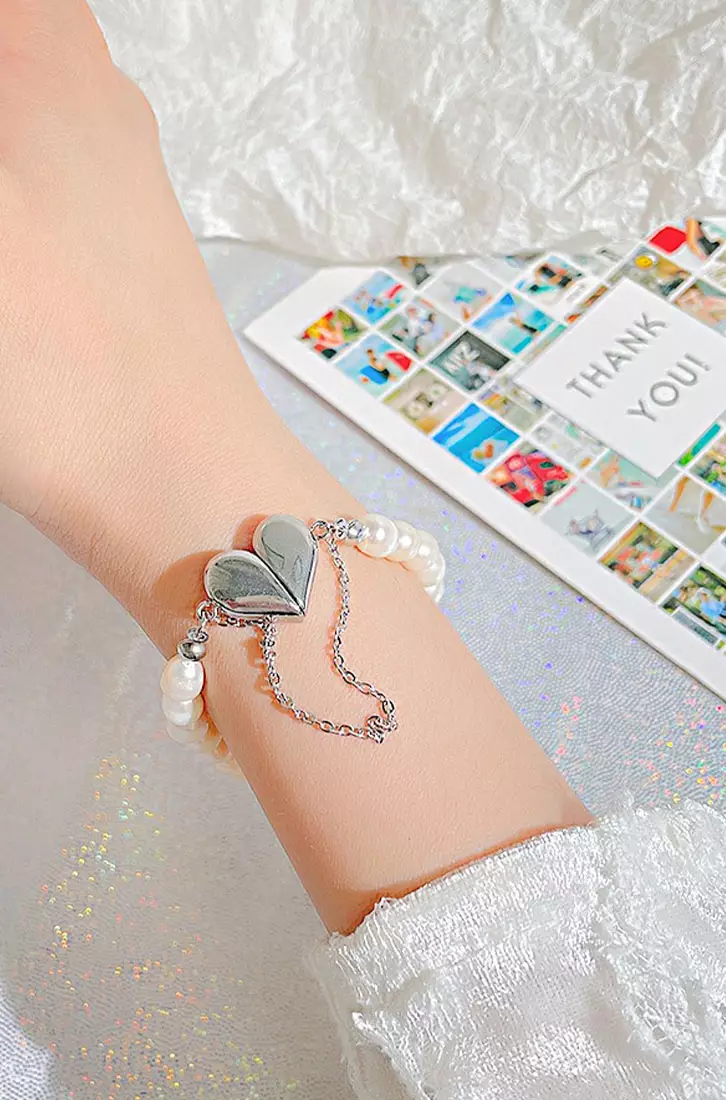 網上選購YOUNIQ YOUNIQ LORA Silver Titanium Pearl Bracelet With