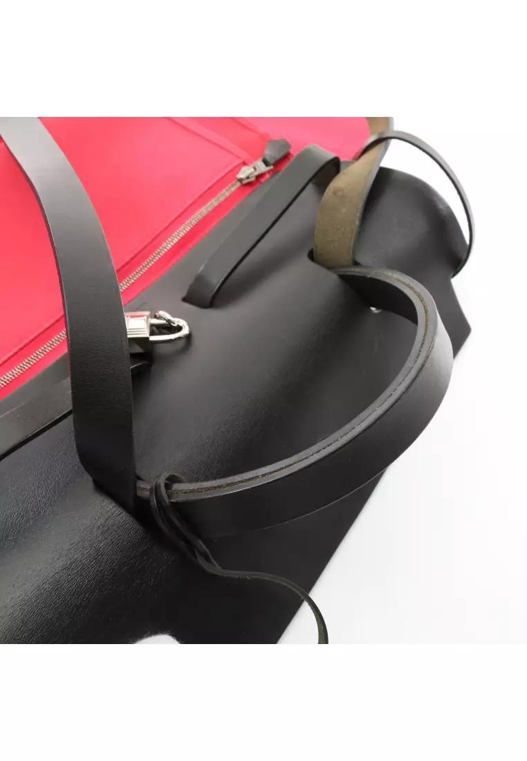 Pre-Loved Hermès herBag Zip PM rose extreme Handbag Toile Officier vache hunter Pink purple black silver hardware 2WAY A stamp