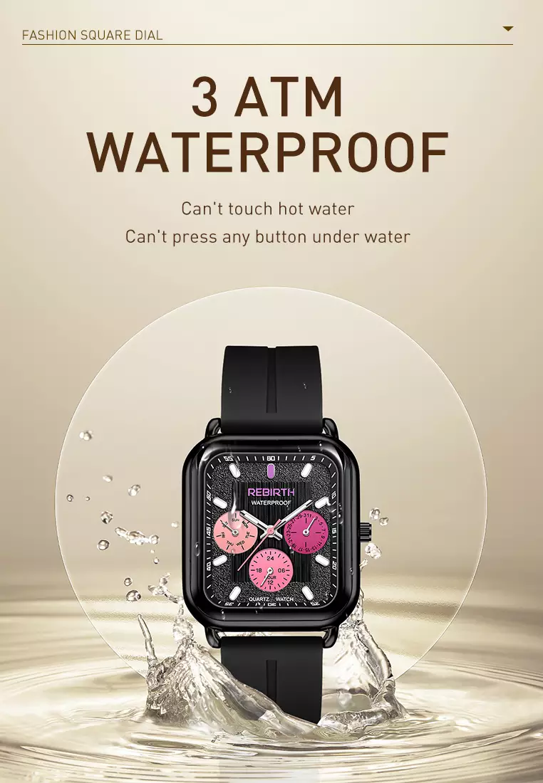 Jam Tangan Wanita Anti Air Korea Elegan Kemewahan Original Tali Silikon Jam Tangan Cewek Original black