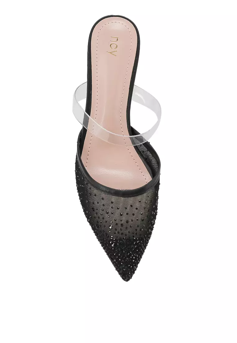 KARYN J2387-1 HEEL MULES BLACK