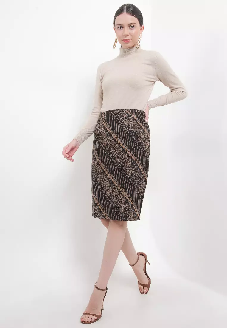 Skirt Pencil HighWaist Cut&Sew+Lining