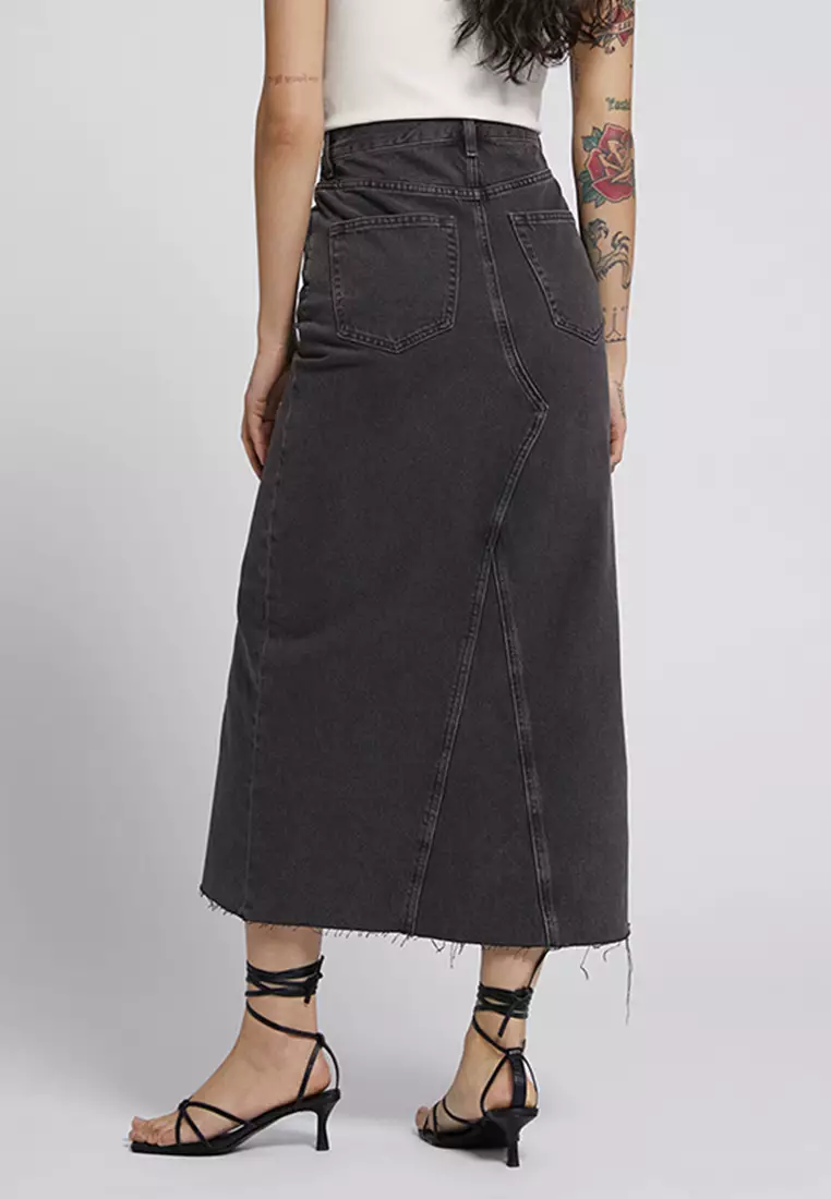High waisted online denim pencil skirt
