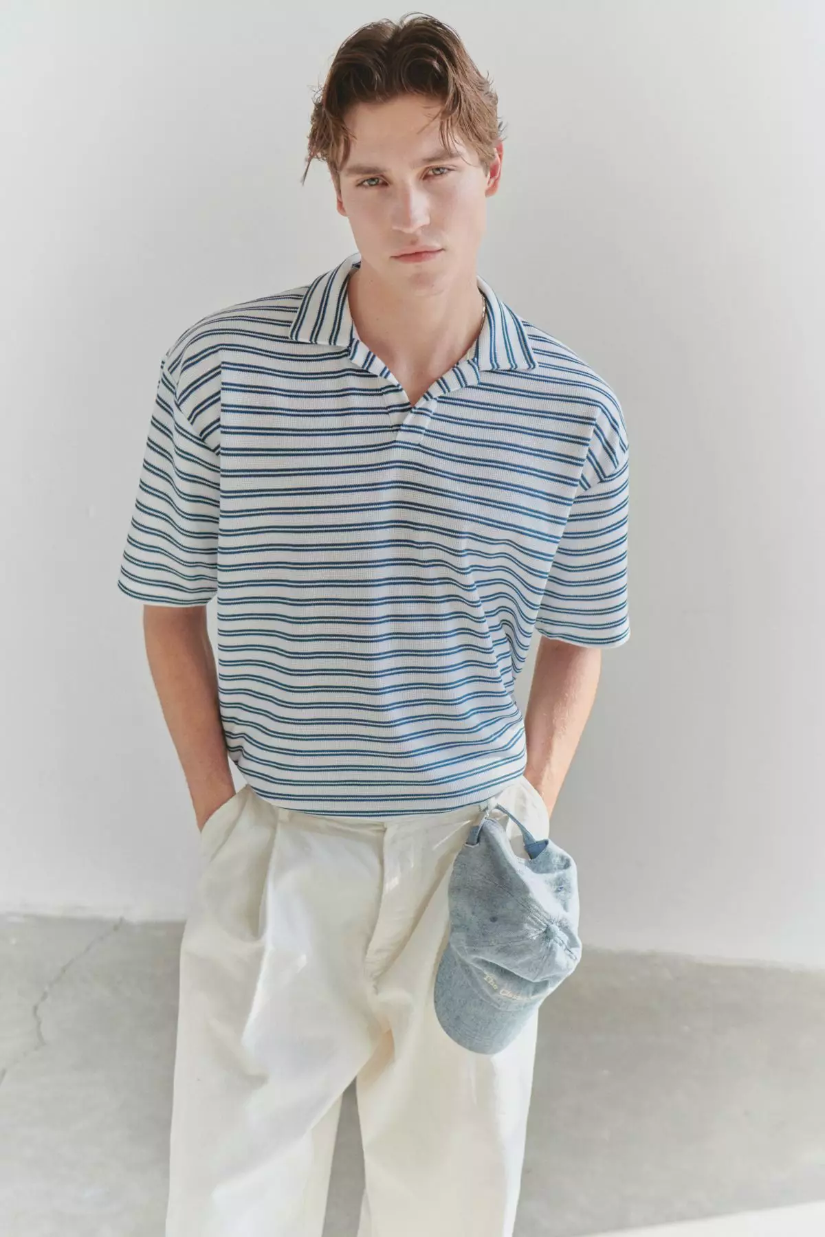 Limited Edition Ecru Regular Polo Collar Plain Knitted Polo Collar T-shirt TMNSS25PO00004